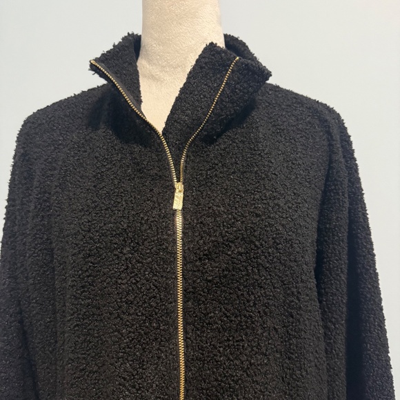 Jones New York Women's Full Zip Side Pockets Fleece Sherpa Black Jacket Size 1X - Picture 2 of 9